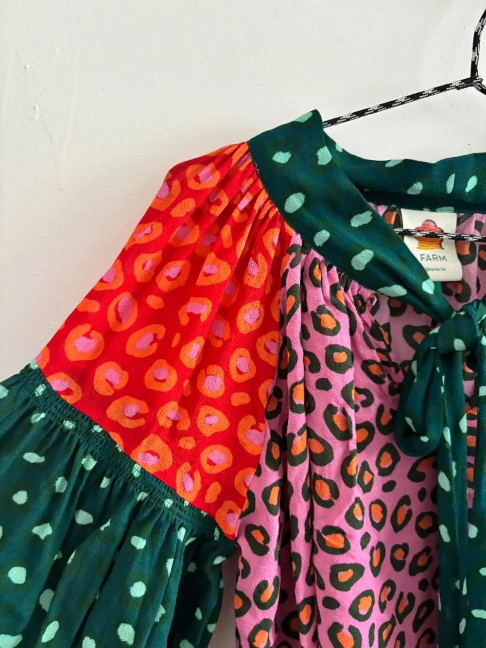 Farm Rio Multicolor Cheetah Print Polka Dot Mixed Print Breezy Relaxed Blouse